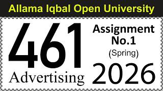 Celebrity AIOU Code 461 Solved Assignment No 1 | Spring 2026 | Advertising | Let's Study AIOU Wealth