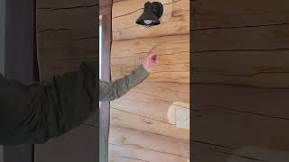 Installing a light switch box #handcrafted #logcabin #skilledlabor #logbuilder
