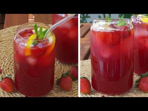 Bu Yazın Favorisi Olacak! 🍓 Çilekli Hibiskus Soğuk Çayı Tarifi