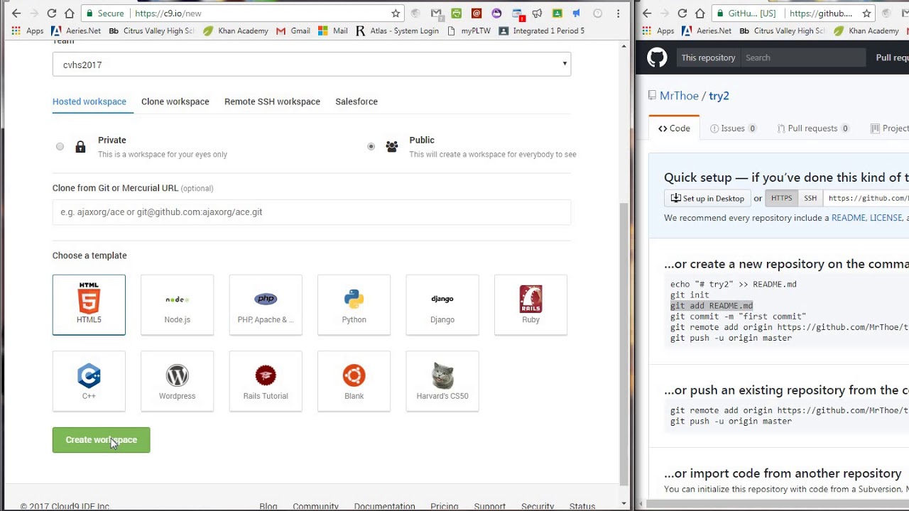 Github and Cloud 9 - YouTube