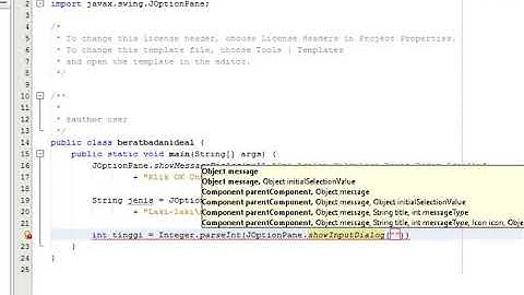 pemrograman java JOptionPane-mencari berat badan ideal