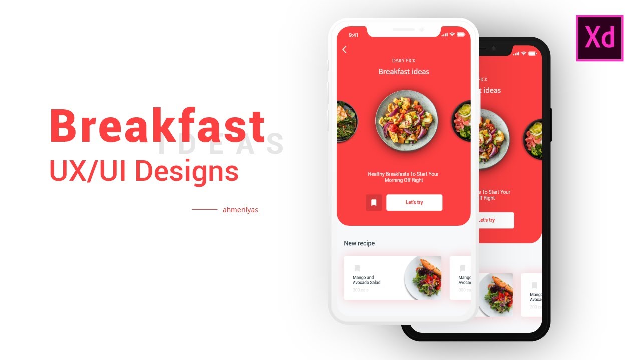 How to Design Healthy Food Breakfast Mobile App Screen Adobe Xd UXUI ...