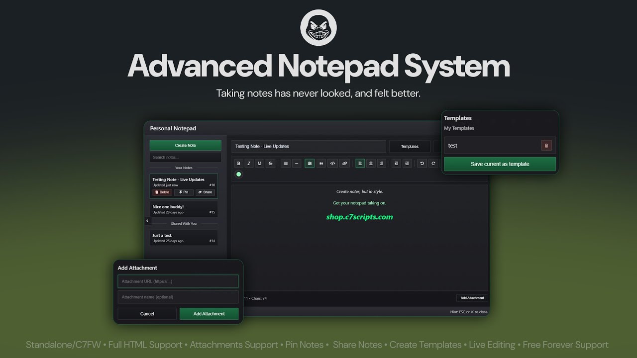 C7 Advanced Notepad (Standalone/C7FW) - Advanced FiveM Notetaking ...