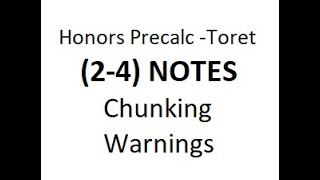 HP (2-4) Notes - Chunking warnings