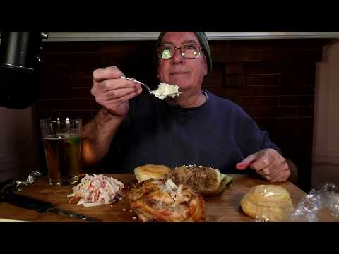 ASMR Mukbang Chicken Breast with baked potato whispering