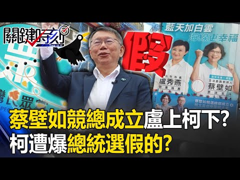 柯文哲遭爆總統「選假的」！？ 蔡壁如競總成立「盧上柯下」、澎湖連拜廟都冷清！？ 【關鍵時刻】20231204-1 劉寶傑 黃世聰 張禹宣 吳靜怡 吳子嘉 林裕豐