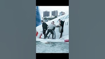 He jumped from the plane into the river.