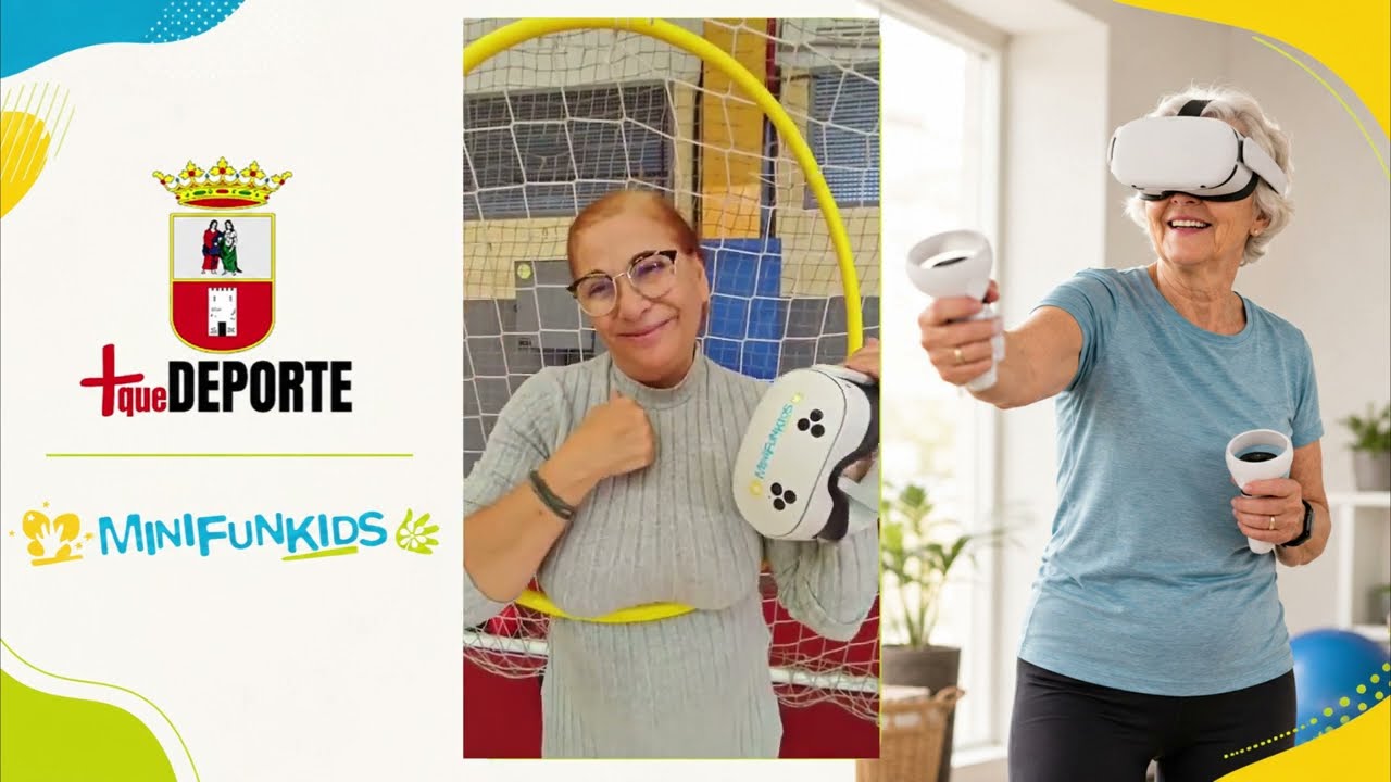 Personas mayores participan en una sesión de realidad virtual del proyecto de envejecimiento activo de Minifunkids en Dos Hermanas