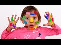 Alena and mom plays with Lego Toys on their Faces and Hands | Clap your hands