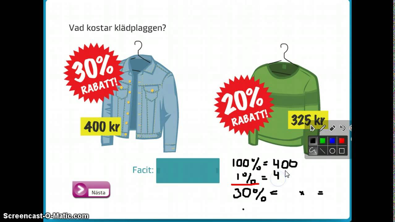 Bråk och procent - Räkna rabatt - YouTube