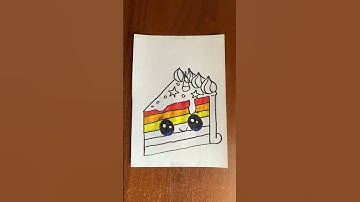 Drawing rainbow unicorn cake slice