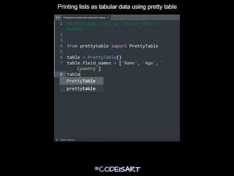Printing lists as tabular data using pretty table in Python | Python ...