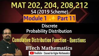 Cumulative Distribution Function- Questions| Module 1(Part 11)-MAT 202, 204, 208- S4(2019)-KTU BTech