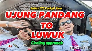 COCKPIT VIEW AIRBUS 320- TAKEOFF LANDING FULL PROCEDURE || Circling approach di Luwuk