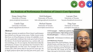 Read a paper: Performance evolution of Linux’s core operations