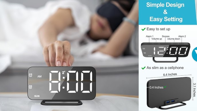 Bilivein Mirrored Digital Alarm Clock 