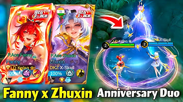 Fanny x Zhuxin New Anniversary Skins Gameplay🤍 P.Ace Skins💖