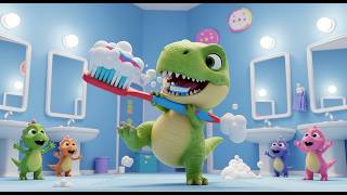 Dino Tooth Brushing Race 🦖| Funny Nursery Rhyme for Kids, Baby Songs & Healthy Habits Learning Video
