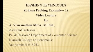 Hashing Techniques | Linear Probing | Example -1| Data Structures and Algorithms