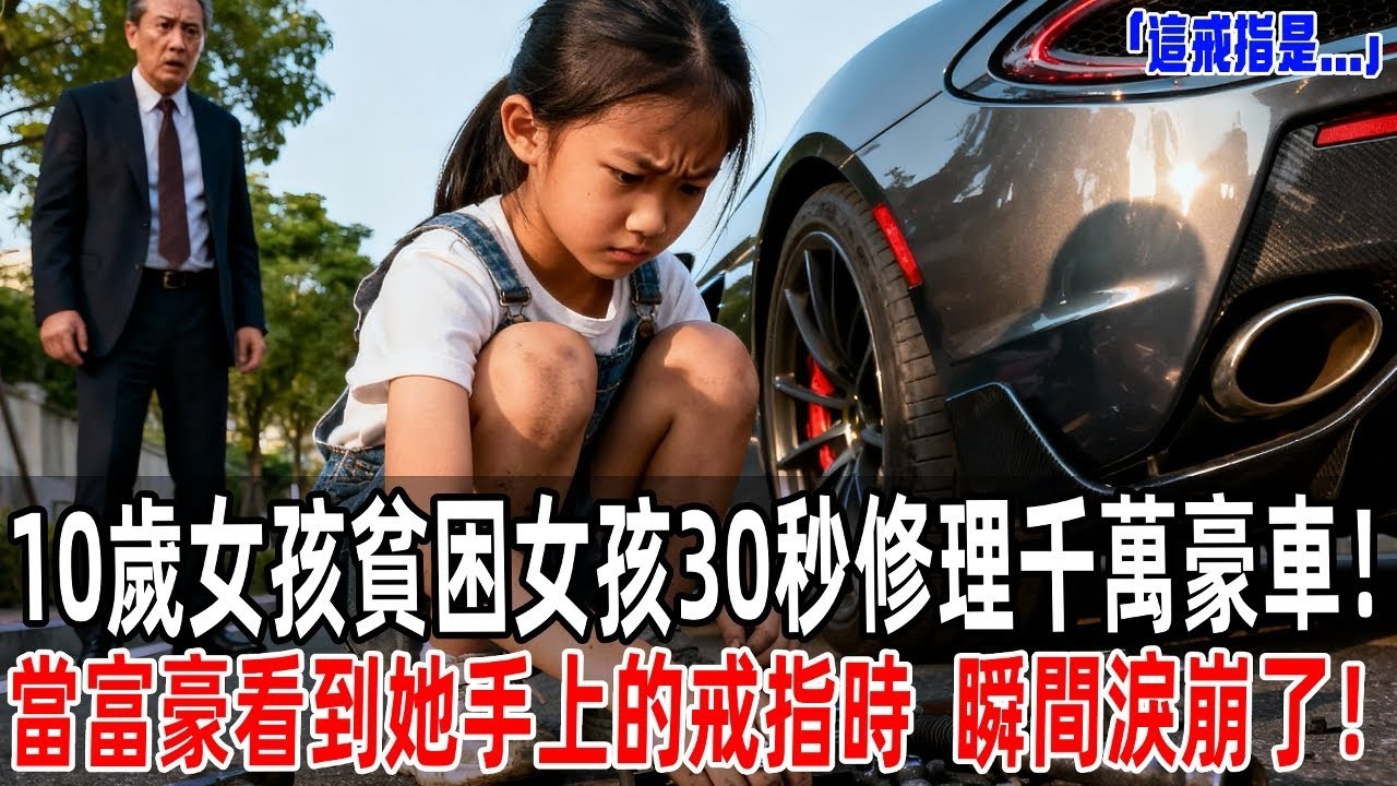 「這戒指是   」10歲女孩貧困女孩30秒修理千萬豪車！當富豪看到她手上的戒指時，瞬間淚崩了！【老槐樹下的故事會】#情感故事 #老年生活 #人生感悟 #情感共鸣 #感人壹幕#故事分享#故事#原創