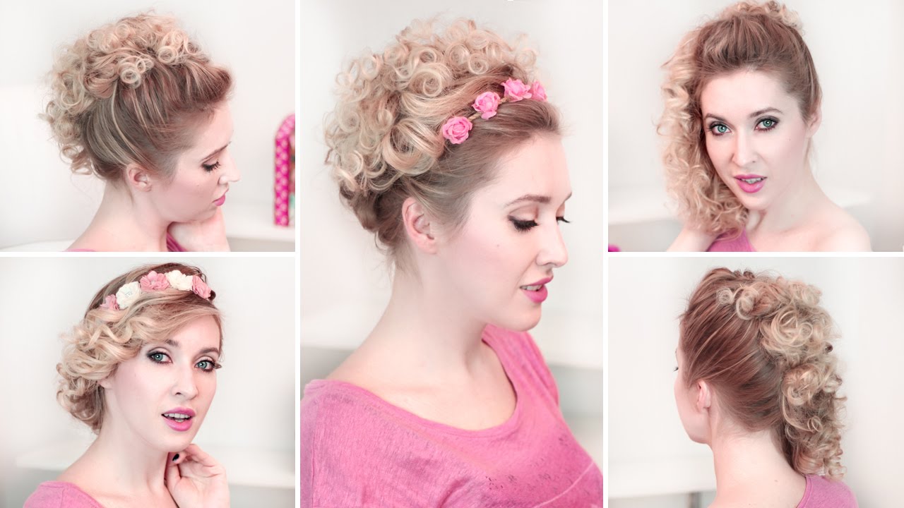 Easy Updo Hairstyles For Everyday Curly Medium Long Hair Tutorial