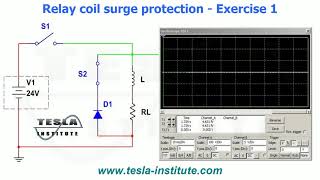 Relay coil surge protection with Diode - Exercise 1