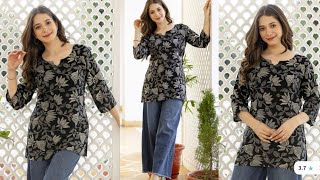 🔥Trendy Summer Short kurti cutting and stitching/summer kurti cutting/short kurti/summer top ☀️ screenshot 4