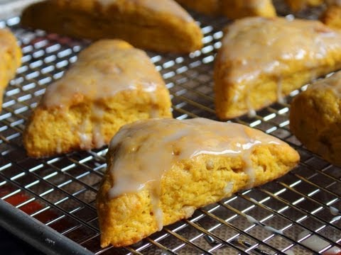 Pumpkin Scones - Pumpkin Scones with Pine Nuts and Maple Glaze