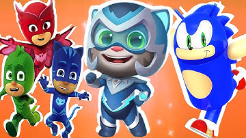 Talking Tom Hero Dash vs Sonic Dash vs PJ Masks Power Heroes Gameplay Android ios