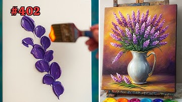 How to Paint Lavender Flowers in a Vase | Easy Acrylic Flower Painting Tutorial #402