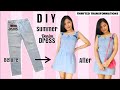 DIY Convert Old Jeans into a Cute Dress || Recycling Jeans transforming into a Denim Dress Tutorial