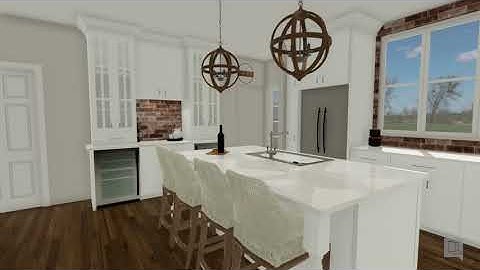 3D All White Kitchen Design Rendering with Vortek