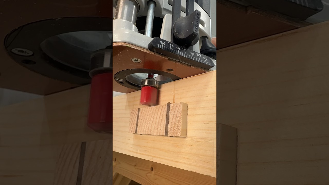 Trim work with the Festool 1010 router and a flush trim bit on the exposed wedged tenons  