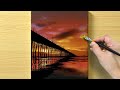 Red Sunset Painting / Acrylic Painting for Beginners / STEP by STEP #269