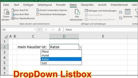 Excel : Listbox DropDown Auswahl Liste
