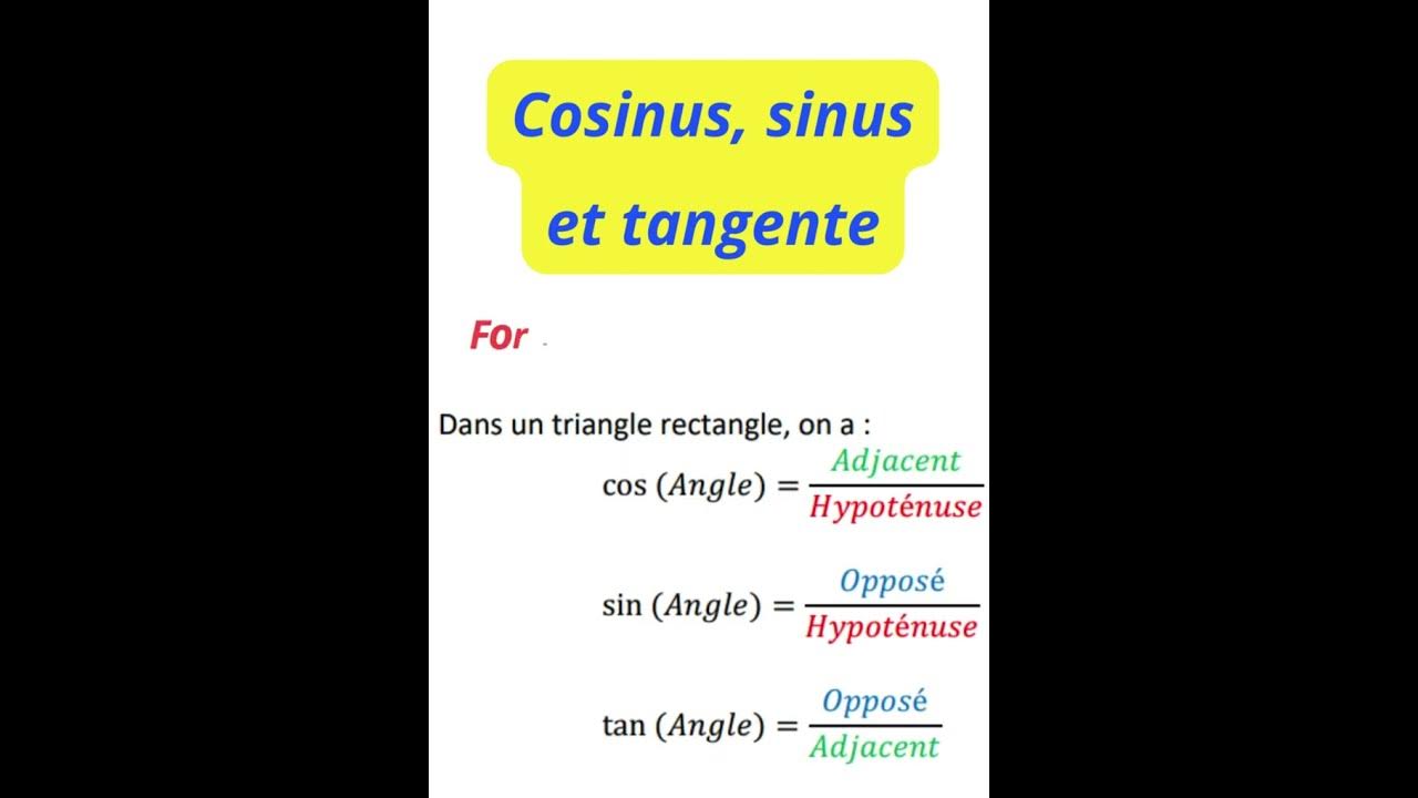 Cosinus, sinus et tangente Formules de trigonométrie college maths YouTube