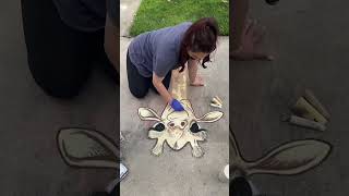 ▶️🎗️ Creating a Charming Giraffe with Sidewalk Chalk Art!
