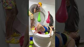 My Exboyfriends Scared Me With Mean Valentines Day Prank In Giant Toilet Balloon Pool #Shorts