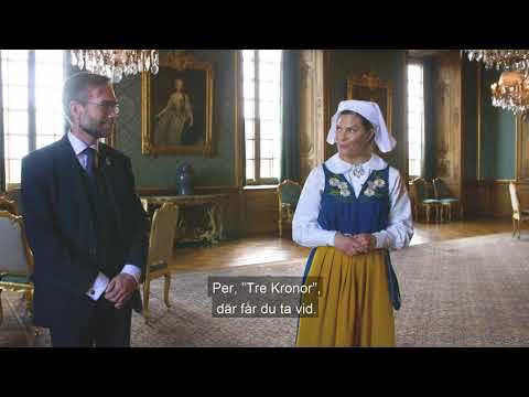 Kronprinsessan guidar genom Kungliga slottet. Lovisa Ulrikas matsal. (Textad på svenska)
