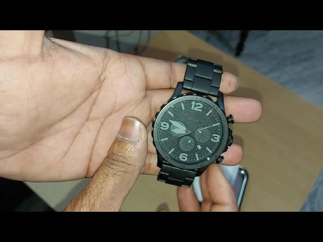 JR1401 Fossil Nate Chronograph Black Militar - YouTube
