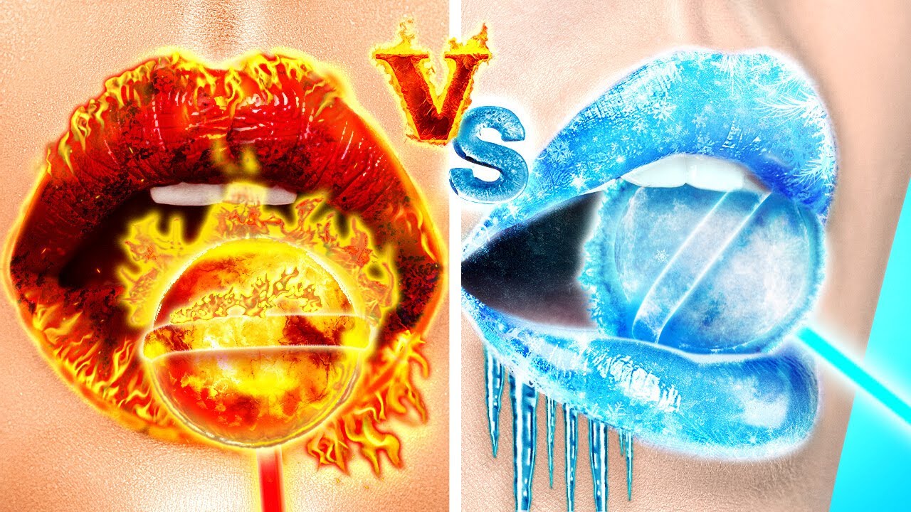 HEISS vs. KALTES FOOD-CHALLENGE || 24 Stunden nichts essen! Feuer- vs. Eis-Mädchen von 123 GO! FOOD