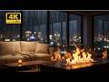 Rainy Night in a Luxury Apartment with Fireplace Sounds | 45 Minutes for Deep Sleep &amp; Relaxation