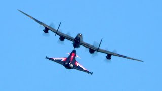 🇬🇧 Blackjack RAF Typhoon Escorts The BBMF Avro Lancaster at Eastbourne Airshow 2023