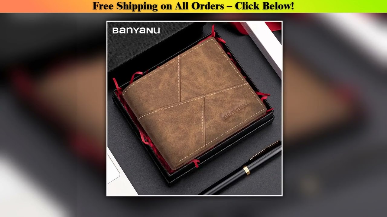 BANYANU 2024 New Men's Wallet Men's Genuine Leather RFID Anti-Theft Brush Retro Top Layer Cowhide