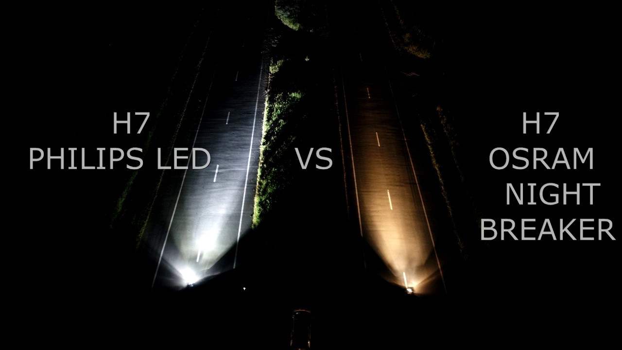 H7 Philips LED x-treme ultinon vs H7 night breaker lazer - YouTube