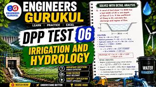 IRRIGATION AND HYDROLOGY DPP Test 05 | Detailed Solution | Engineers Gurukul