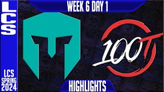 100 vs IMT Highlights | LCS Spring 2024 Week 6 Day 1 | 100 Thieves vs Immortals