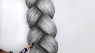Hair Tutorial : How to draw and shade realistic braid with graphite pencil | Art Tutorial