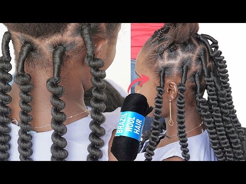 How To DOUBLE BRAID with BRAZILIAN WOOL. 2 braids on one part hairstyle.  Double Braids Hairstyle 