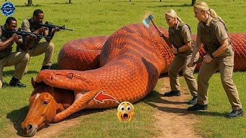 Courageous Rescue Team Subdues Giant Python to Save a Vulnerable Horse!
